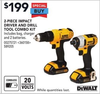 Lowe's Dewalt 2-piece impact driver and drill tool combo kit offer