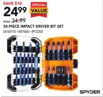 Lowe's Spyder 30-piece impact driver bit set offer