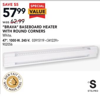 Lowe's Stelpro "brava" baseboard heater with round corners offer