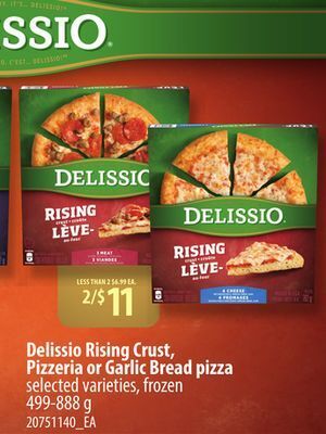Independent Grocer Delissio rising crust, pizzeria or garlic bread pizza, 499-888 g offer