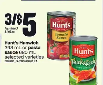 Independent Grocer Hunt's manwich, 398 ml or pasta sauce, 680 ml offer