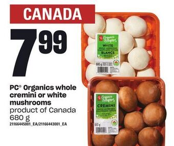 Independent Grocer Pc® organics whole cremini or white mushrooms, 680 g offer