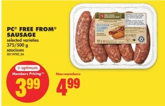 No Frills Pc® free from sausage, 375/500 g offer