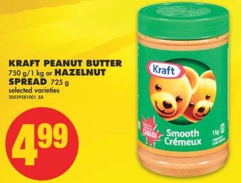 No Frills Kraft peanut butter, 750 g/1 kg or hazelnut spread 725 g offer