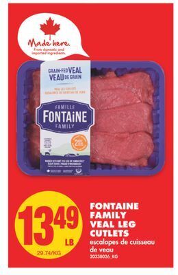 No Frills Fontaine family veal leg cutlets offer