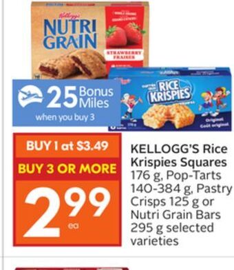 Foodland Kellogg's rice krispies squares 176 g, pop-tarts 140-384 g, pastry crisps 125 g or nutri grain bars 295 g selected varieties offer