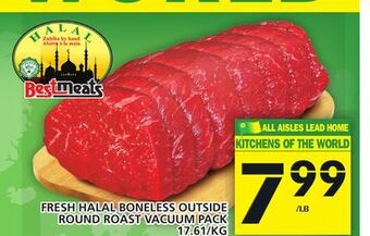Food Basics Fresh halal boneless outside round roast vacuum pack offer