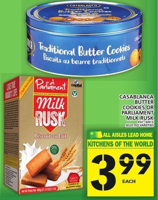 Food Basics Casablanca butter cookies or parliament milk rusk offer