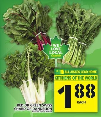 Food Basics Red or green swiss chard or dandelion offer