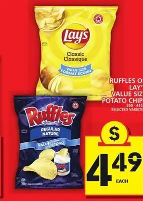 Food Basics Ruffles or lay's value size potato chips offer