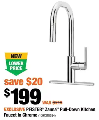 Home Depot Pfister zanna pull-down kitchen faucet in chrome offer