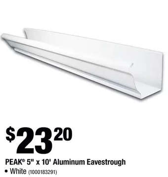 Home Depot Peak 5" x 10' aluminum eavestrough offer