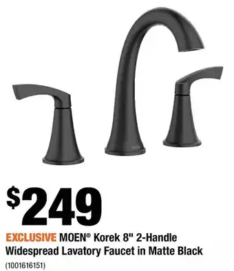 Home Depot Moen korek 8" 2-handle widespread lavatory faucet in matte black offer