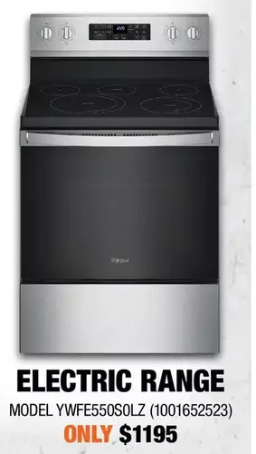 Home Depot Whirlpool electric range offer