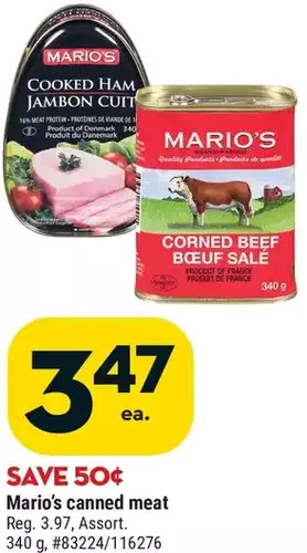 Giant Tiger Mario's canned meat offer