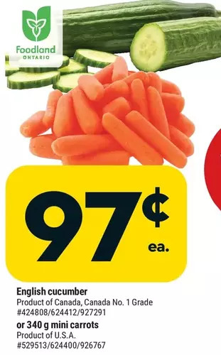 Giant Tiger English cucumber offer