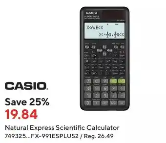Staples Casio natural express scientific calculator offer
