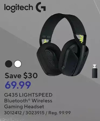Staples Logitech g435 lightspeed bluetooth wireless gaming headset offer