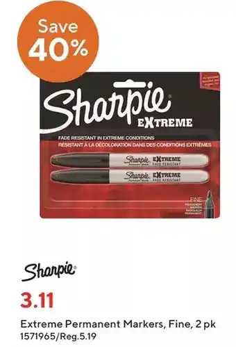 Staples Sharpie extreme permanent markers offer