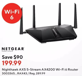 Staples Netgear nighthawk ax5 5-stream ax4200 wi-fi 6 router offer