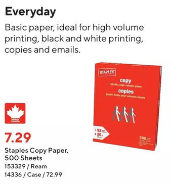 Staples Staples copy paper | ream | case offer