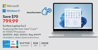 Staples Microsoft surface laptop go 2 offer