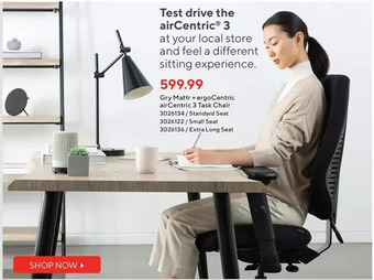 Staples Gry mattr + ergocentric aircentric 3 task chair offer