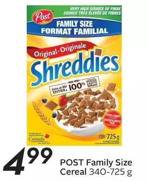 Sobeys Post family size cereal offer