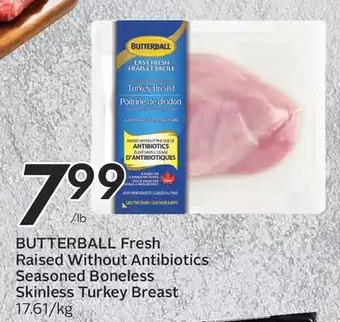 Sobeys Butterball fresh raised without antibiotics seasoned boneless skinless turkey breast offer