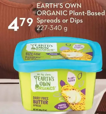 Sobeys Earth's own organic plant-based spreads or dips offer