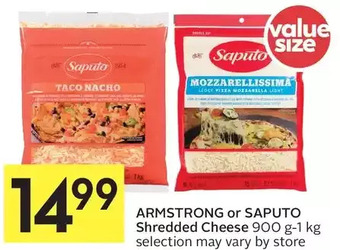 Foodland Armstrong or saputo shredded cheese offer