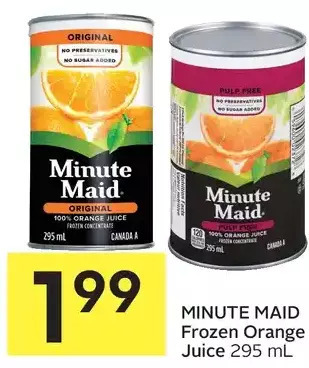 Foodland Minute maid frozen orange juice offer