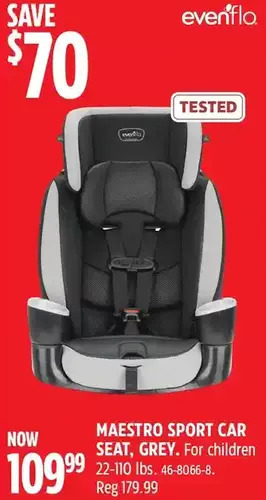 Canadian Tire Evenflo maestro sport car seat offer