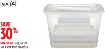 Canadian Tire Type a 39l clear tote offer