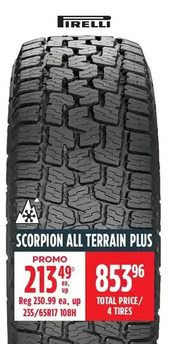 Canadian Tire Pirelli scorpion all terrain plus tires offer