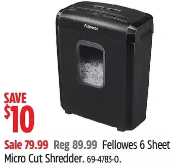 Canadian Tire Fellowes 6 sheet micro cut shredder offer