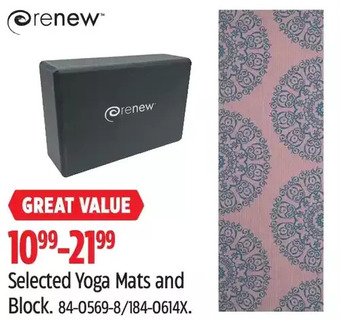 Canadian Tire Renew yoga mats and block offer