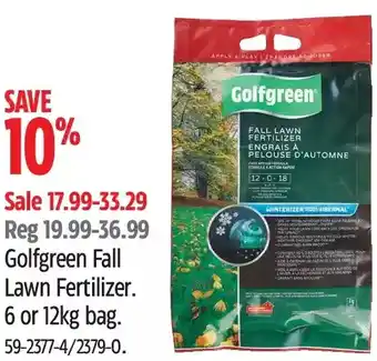 Canadian Tire Golfgreen fall law fertilizer offer