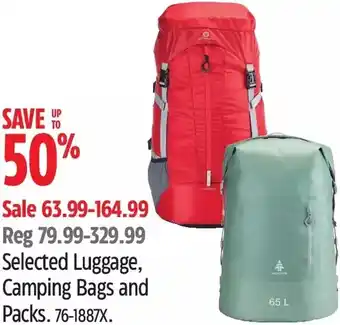 Canadian Tire Luggage, camping bags and packs offer