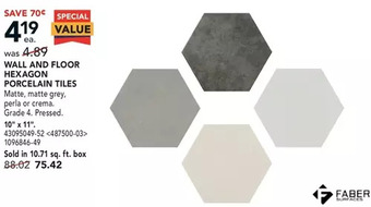 Lowe's Faber wall and floor hexagon porcelain tiles offer
