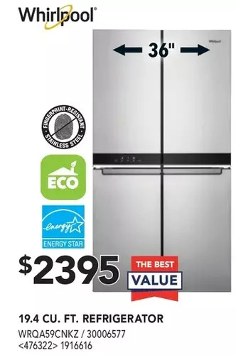Lowe's Whirlpool 19.4 cu. ft. refrigerator offer