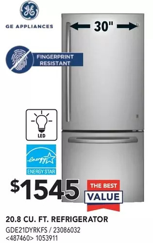Lowe's Ge appliances 20.8 cu. ft. refrigerator offer