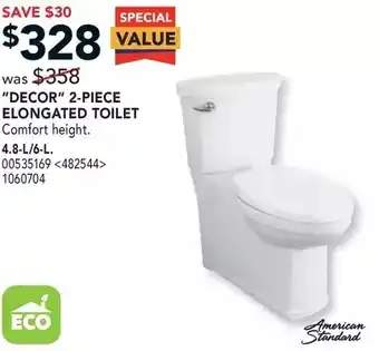 RONA "decor" 2-piece elongated toilet offer