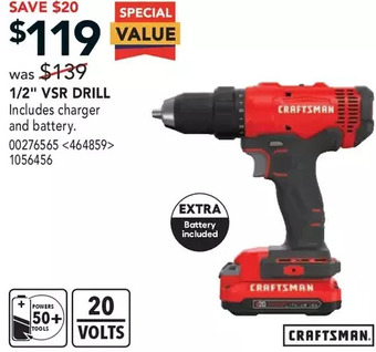 RONA Craftsman 1/2" vsr drill offer