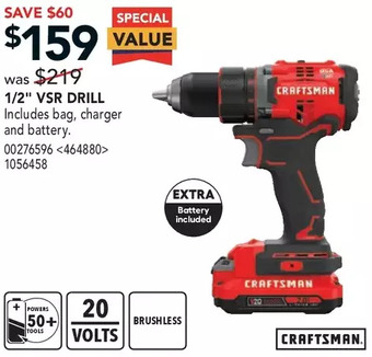 RONA Craftsman 1/2" vsr drill offer