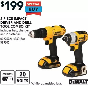 RONA Dewalt 2-piece impact driver and drill tool combo kit offer