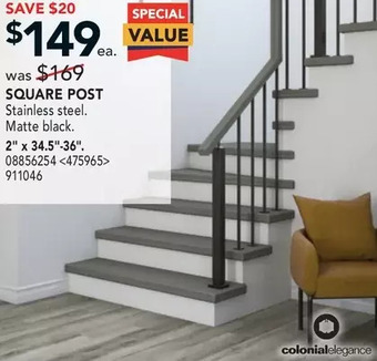 RONA Colonial elegance square post 2" x 34.5"-36" offer