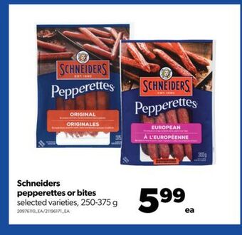 Real Canadian Superstore Schneiders pepperettes or bites, 250-375 g offer