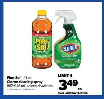 Real Canadian Superstore Pine-sol 1.4 l or clorox cleaning spray 887/946 ml, offer