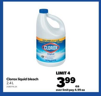 Real Canadian Superstore Clorox liquid bleach, 2.4 l offer